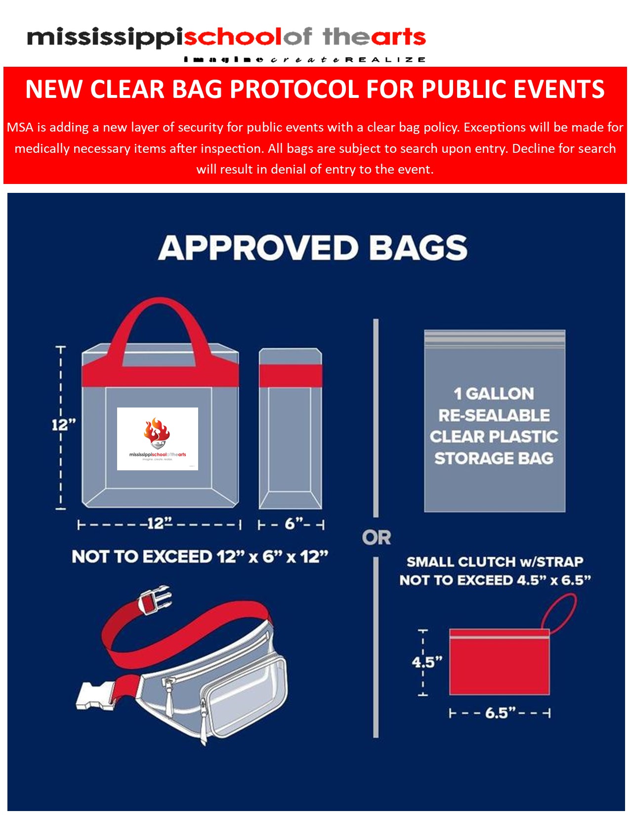 MSA Implements New Clear Bag Policy for Public Events